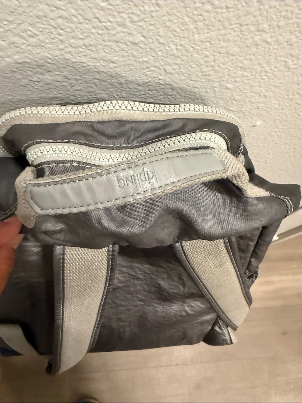 Kipling Shimmery Gray Everyday Backpack